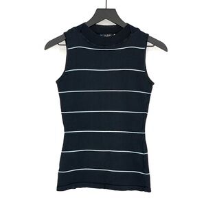 VTG CLAUDE MONTANA Tank Top Striped Black White S